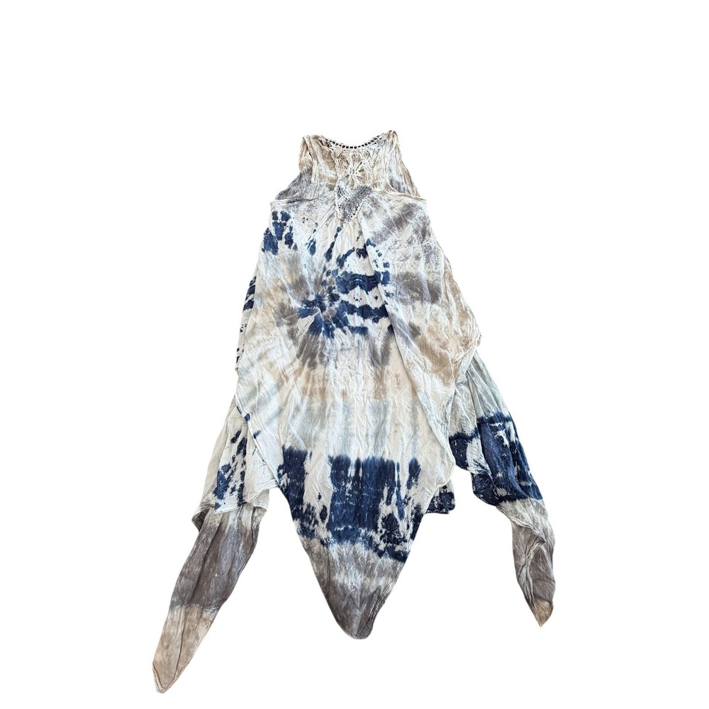 Tie Dye Handkerchief Hem Top‎ Crochet Lace Made in Italy Dress Beachy  Fairy Art